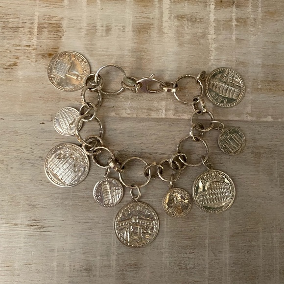 STERLING SILVER 925 Coins Charm Bracelet - Picture 2 of 10